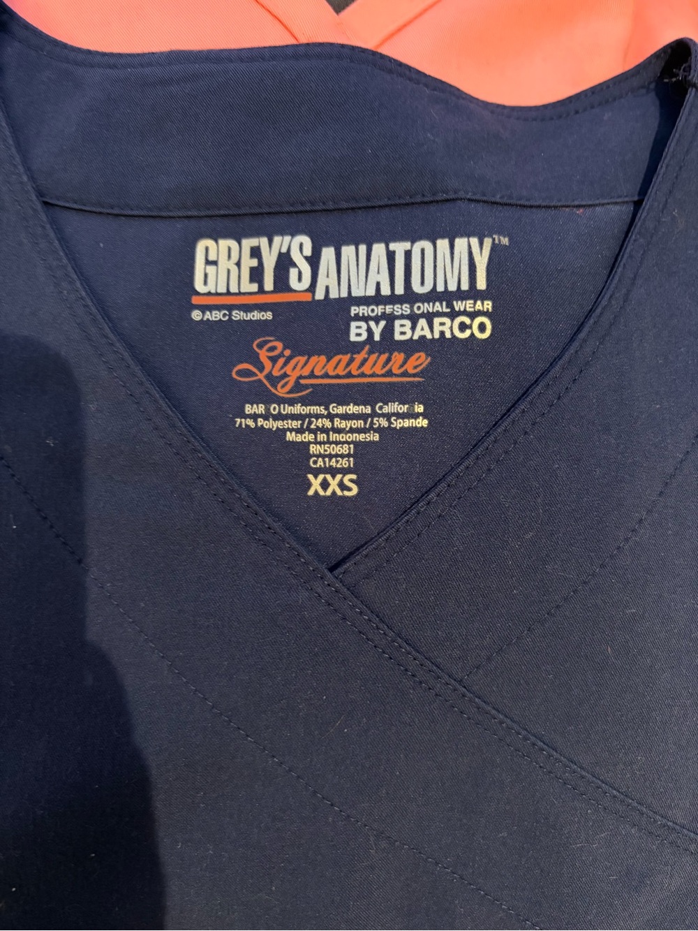 Grey's Anatomy Women’s V-Neck Scrub Top - Navy with Silver Logo Accent